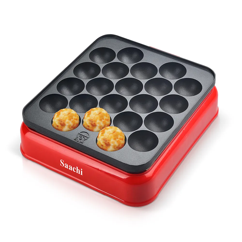 Saachi NL-DM-1858-RD Dumpling & Takoyaki Maker, 800W, Up to 22-Piece Capacity, Non-Stick Cooking Plate, Adjustable Thermostat Control, Cool-Touch Housing, On/Off Switch & Non-Slip Feet – Red 3