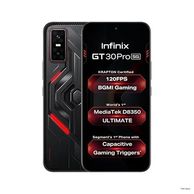 Infinix GT 30 Pro 5G Smartphone 8GB RAM 256GB Storage Dual SIM – 144Hz AMOLED Display, MediaTek Dimensity 8350 Ultimate Processor, Gaming Performance, 108MP Camera, 5500mAh Battery, Fast Charging