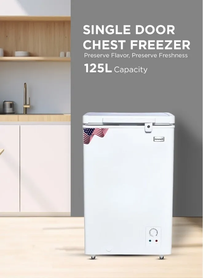 Admiral 127L Chest Freezer ADCF125WE – White, Powerful Compressor, Energy Efficient Cooling, Super Fast Freezing