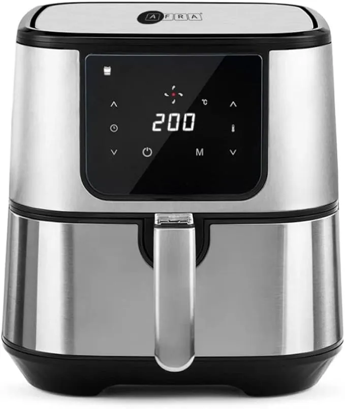 Afra Digital 5.5L Air Fryer AF-5518AFSS – 1600-1800W, Oil-Free Cooking, Adjustable Temperature & Timer, Rapid Air Circulation, Non-Stick Basket