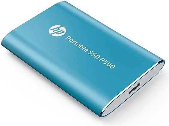 HP P500 Portable External Solid State Drive, 1 TB Capacity, 420 Mb/s Read Speed, 260 Mb/s Write Speed, 3D NAND Flash Technology, Blue | 1F5P6AA