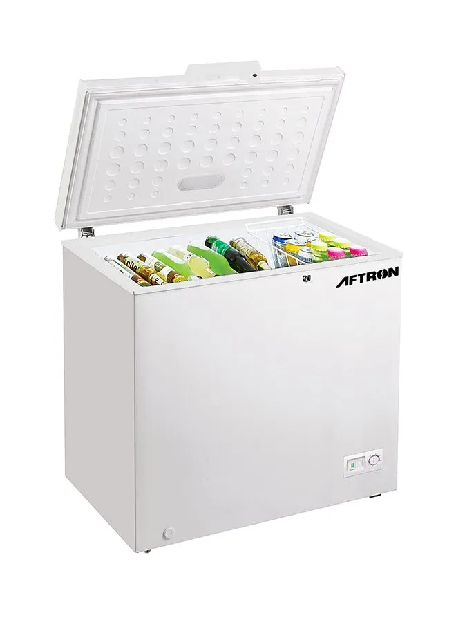 Aftron Chest Freezer AFF2220H – 220L, White, Mechanical Control, LED Light, Caster Wheels, Large Storage Capacity