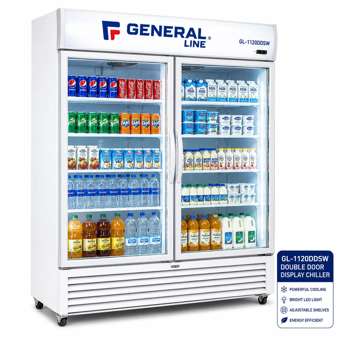 General Line Glass Door Showcase Chiller – GL-1120DDSW