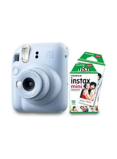 Instax Mini 12 Instant Film Camera With Pack Of 20 Films Pastel Blue