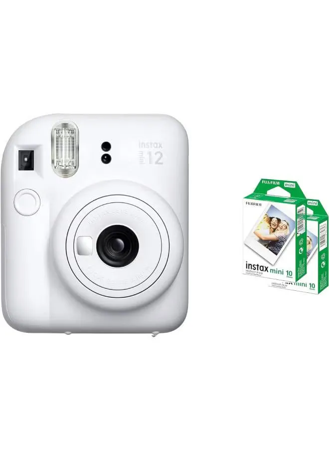 Instax Mini 12 Instant Film Camera + Pack Of 20 Films - White