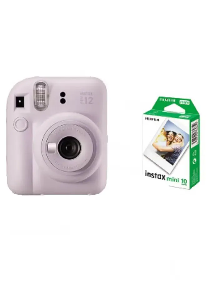 Instax Mini 12 Instant Film Camera With Pack Of 10 Films Lilac Purple