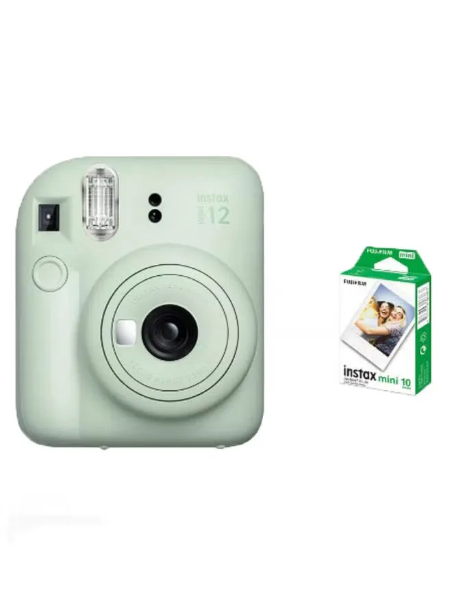 Instax Mini 12 Instant Film Camera With Pack Of 10 Films Mint Green