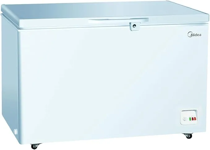 Midea HS543C 540L Chest Freezer with 543L Gross Capacity, 418L Net Capacity, Mechanical Temperature Control, Fast Freezing, LED Light, Built-In Stabilizer, Child Lock, Removable Basket, White