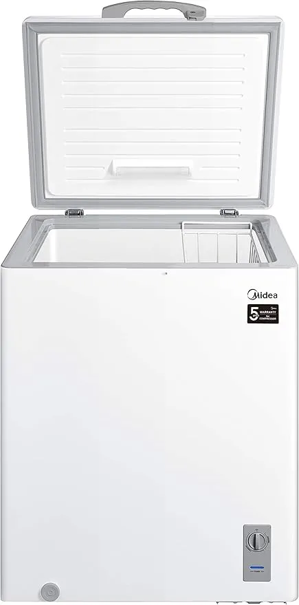 Midea HS259CN 259L Chest Freezer with 198L Net Capacity, Mechanical Temperature Control, Fast Freezing Function, Removable Storage Basket, Safety Lock, Easy Rolling Wheels, White 2