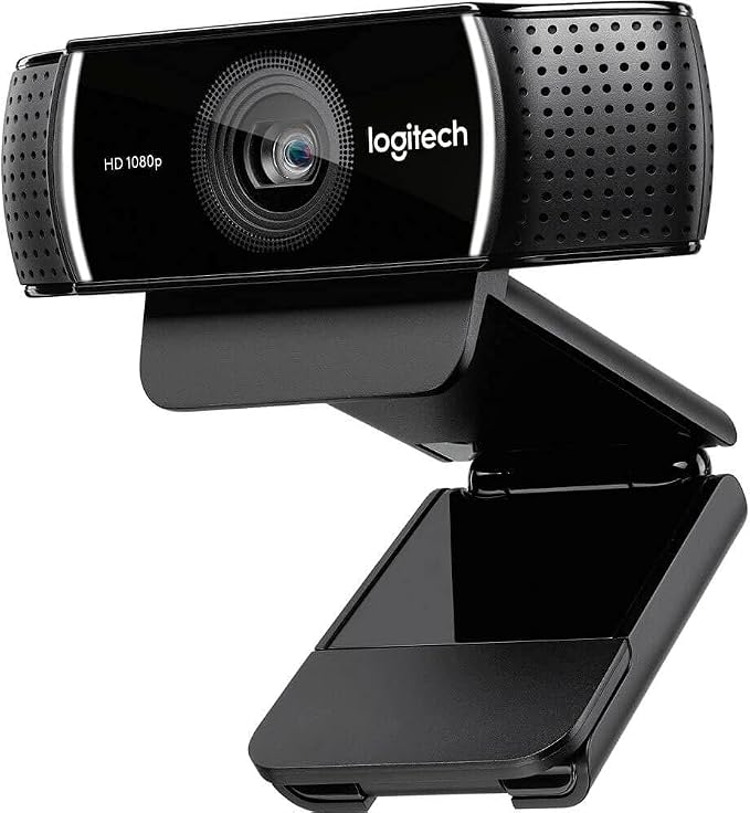 Logitech C922 Pro HD Stream Webcam with Full HD 1080p at 30fps, HD 720p at 60fps, Automatic Light Correction, Dual Stereo Microphones, Tripod Mount, USB-A, Black