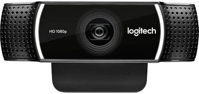Logitech C922 Pro HD Stream Webcam with Full HD 1080p at 30fps, HD 720p at 60fps, Automatic Light Correction, Dual Stereo Microphones, Tripod Mount, USB-A, Black