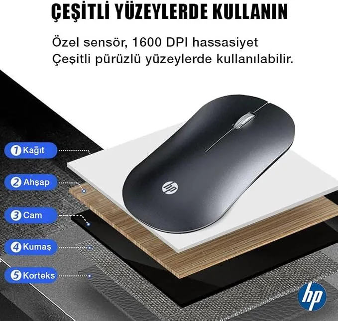 HP DM10 Bluetooth & Wireless Dual-Mode Mouse, 1600 DPI Optical Sensor, Silent Clicks, Rechargeable Battery, Compact Ambidextrous Design, Black