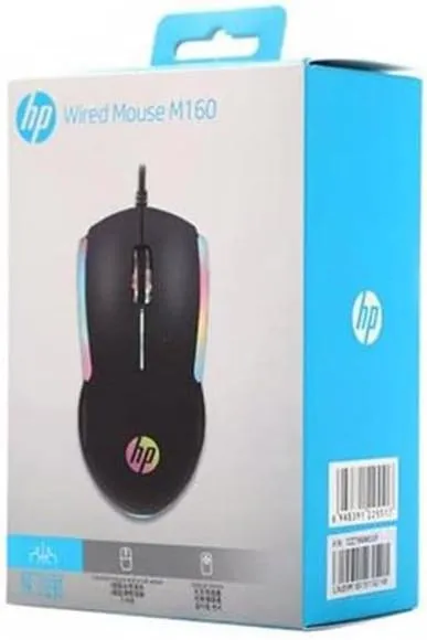 HP M160 Wired Gaming Mouse, 1000 DPI Optical Sensor, 3-Button USB Mouse with LED Multicolor Lighting, 1.3m Cable, Black 3
