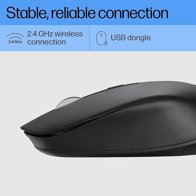 HP S1000 Plus Wireless Mouse, Black, 2.4GHz Wireless, 1600 DPI Optical Sensor, 3 Adjustable DPI Levels, Nano USB Receiver, Silent Clicks 4