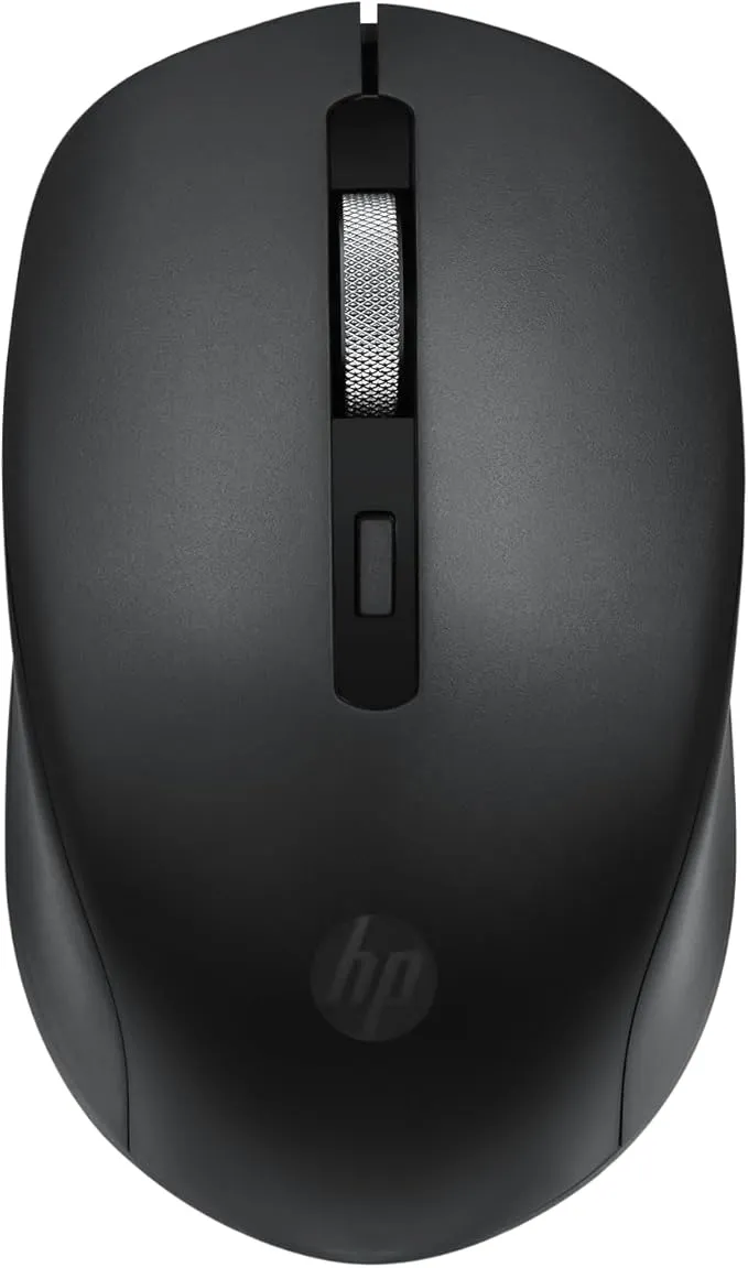HP S1000 Plus Wireless Mouse, Black, 2.4GHz Wireless, 1600 DPI Optical Sensor, 3 Adjustable DPI Levels, Nano USB Receiver, Silent Clicks