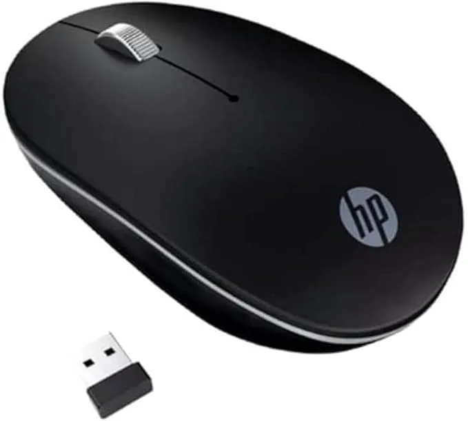 HP S1500 Wireless Mouse, Black, 2.4GHz Wireless, 800/1200/1600 DPI Optical Sensor, Ergonomic Ambidextrous Design