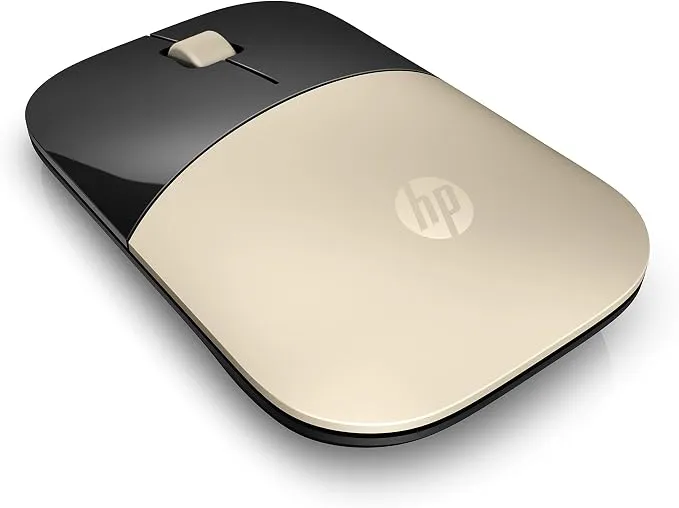 HP Z3700 Wireless Mouse, Gold, 2.4GHz Wireless, 1200 DPI, 3-Button, Multi-Surface Tracking, USB Nano Receiver