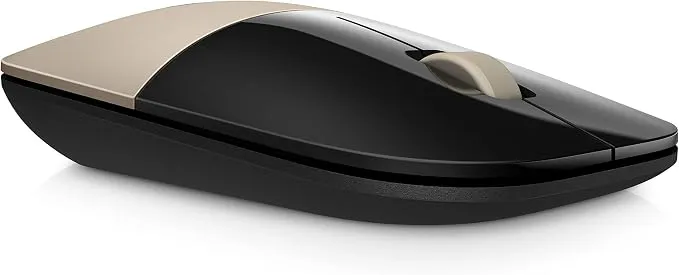 HP Z3700 Wireless Mouse, Gold, 2.4GHz Wireless, 1200 DPI, 3-Button, Multi-Surface Tracking, USB Nano Receiver 3