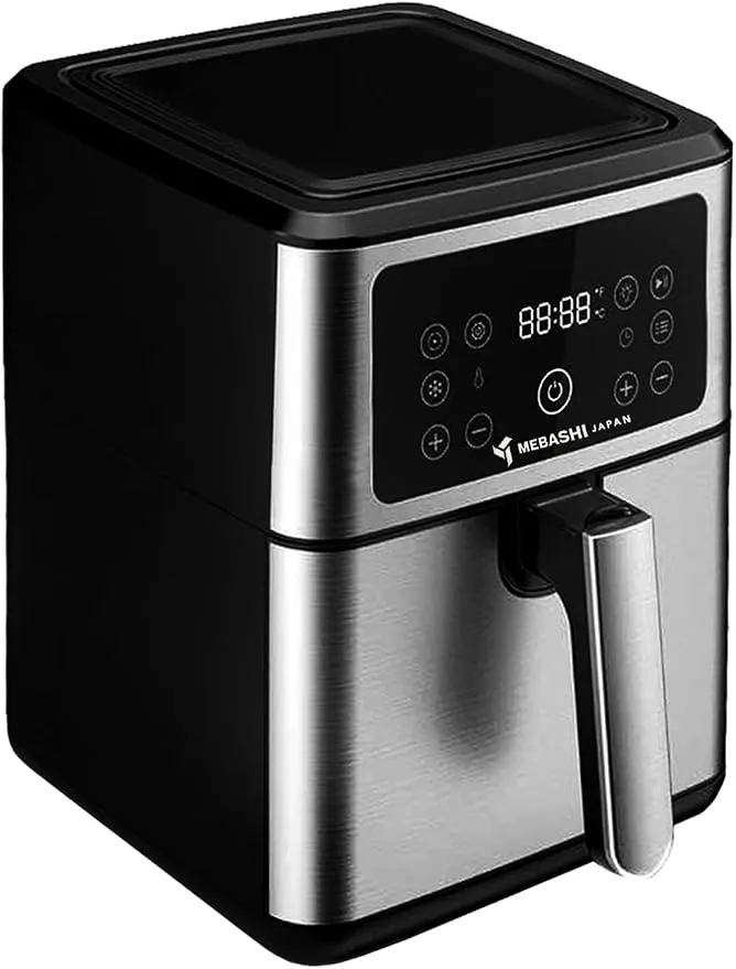Mebashi 5.5L Air Fryer, Touch Screen, 3 Fan Speeds, Ceramic Coating, Black Steel (ME-AF981s)(1550-1850W)