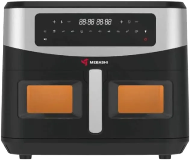 Mebashi 11L Air Fryer, Digital Touch Screen Cooking Machine, 360 Heat Circulation, Touch Control Panel, 11 Function Menus, Glass Window (ME-AF958) (1700-2050W)