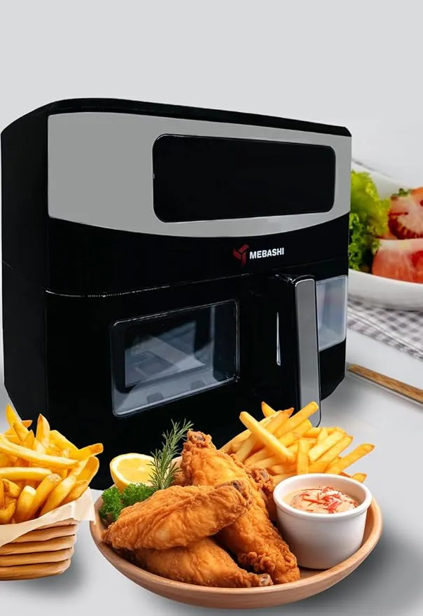 Mebashi 11L Air Fryer, Digital Touch Screen Cooking Machine, 360 Heat Circulation, Touch Control Panel, 11 Function Menus, Glass Window (ME-AF958) (1700-2050W) 3