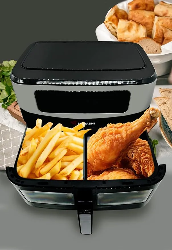 Mebashi 11L Air Fryer, Digital Touch Screen Cooking Machine, 360 Heat Circulation, Touch Control Panel, 11 Function Menus, Glass Window (ME-AF958) (1700-2050W) 4