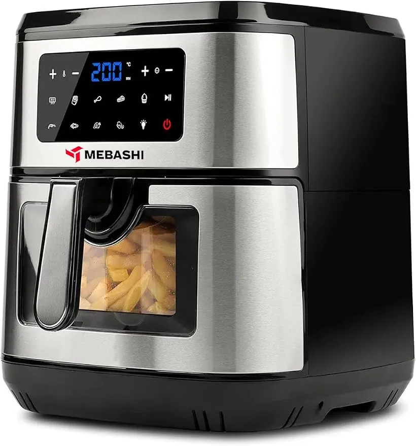 Mebashi 7.5L Air Fryer, Black Silver Air Fryer, Glass Window, Cooking Food Without Oil, 9 Pre-Set Programs (ME-AF971)(1600-1800W) 5