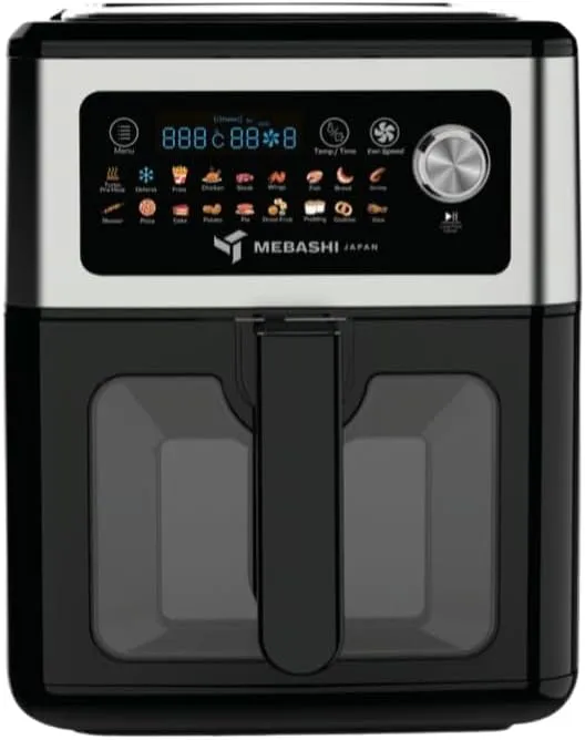 MEBASHI Air Fryer, 7L Capacity, Digital Display,1550-1850W, 18 Pre-Set Programs, Black (ME-AF980)