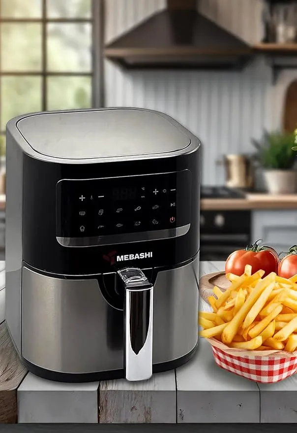 MEBASHI Air Fryer, 1600W 4.5L Capacity, Air Fryer Digital Display, 10 Pre-Set Cooking Programs, Non-Stick Coated Pot, Black Steel (ME-AF984) 3