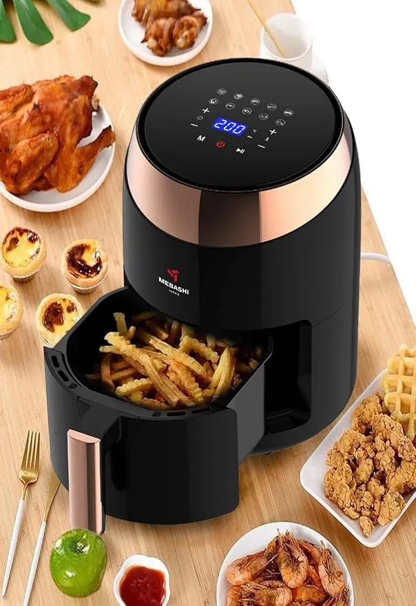 MEBASHI Air Fryer with Digital Touch Screen, 1400W 3.5L Capacity, Timer and Temprature Control, 10 Pre-Set Cooking Programs (ME-AF988) (Black) 4