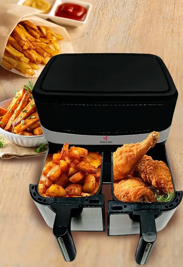 MEBASHI Air Fryer Dual Basket with Digital Screen, 1800W 2 * 4.5L Capacity, Total 9L, Rapid Air Technology,12 Pre-Set Functions (ME-AF997) 4