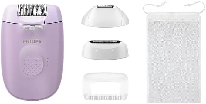 Philips Corded Epilator, 2 speed settings, 6 accessories, shaving head with comb, bikini trimmer, grip lines & pattens, inlcl. cleansing brush, BRE257/00