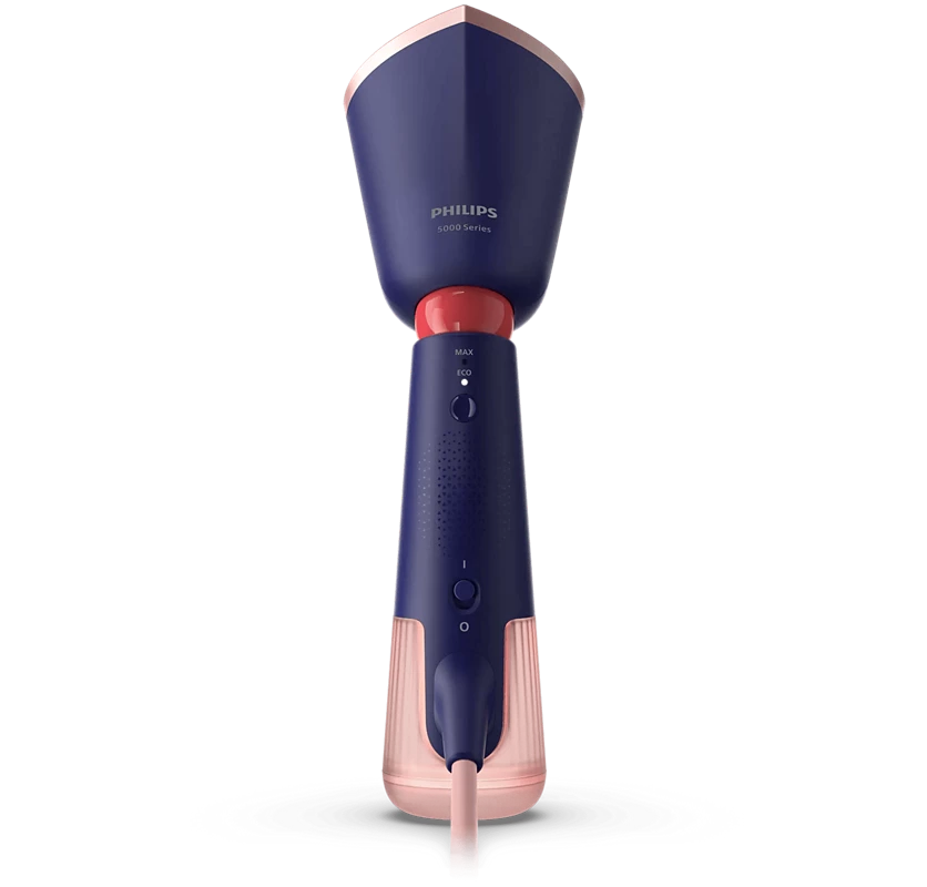 5000 series Handheld Steamer, 1300W,24 g/min continous steam,0.2 L removable water tank,Eco and Max settings,pointed tip,2-in-1 GlovePouch for travel ,StyleMat for safe steaming ,Active heated steam plate protects clothes 0.2 L 1300 W STH5030/20 Blue
