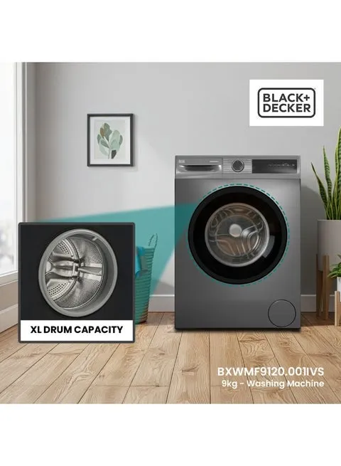9kg Front Load Washing Machine, Inverter Motor, 1200 RPM, 15 Programs, LED Display, Child Lock 9 kg 2200 W BXWMF9120.001IVS Dark Grey