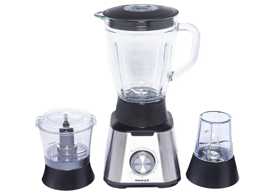 Admiral 1.5 Litre Blender with Grinder and Chopper, 600W Power, 2 Grinding Mills, Stainless Steel Blades, 5 Speed with Pulse Control, Anti-Slip Feet, ADBL1560