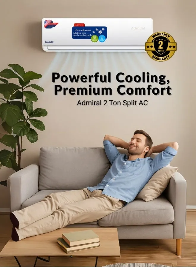 Admiral 2.0 Ton Rotary 2 Star Split Air Conditioner ADS24T3T3CPCA – 24000 BTU, T3 Rotary Compressor, Gold Fin Technology, Fast Cooling, Low Noise