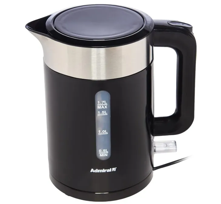 Admiral Electric Kettle, 2200W Power, 1.7L,with Boil Dry Protection, Auto Lid Open & Auto Shut Off Function, Perfect for Beverages, Black, ADBK17P.