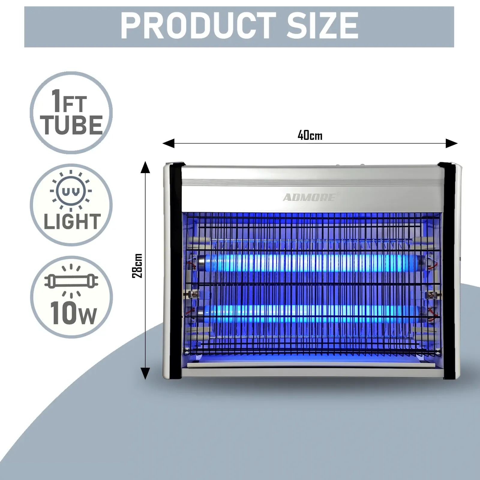 Admore 40cm 20W Insect Killer A-IK40 – Electric Fly Zapper, UV Light Insect Trap, Dual 10W UV Tubes, Chemical-Free Pest Control