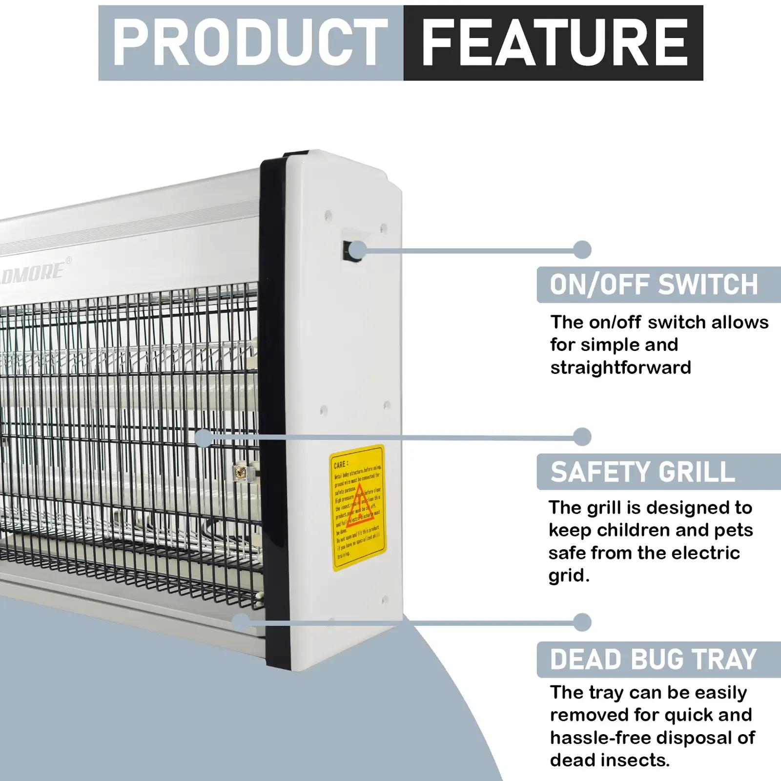 Admore 40cm 20W Insect Killer A-IK40 – Electric Fly Zapper, UV Light Insect Trap, Dual 10W UV Tubes, Chemical-Free Pest Control 3