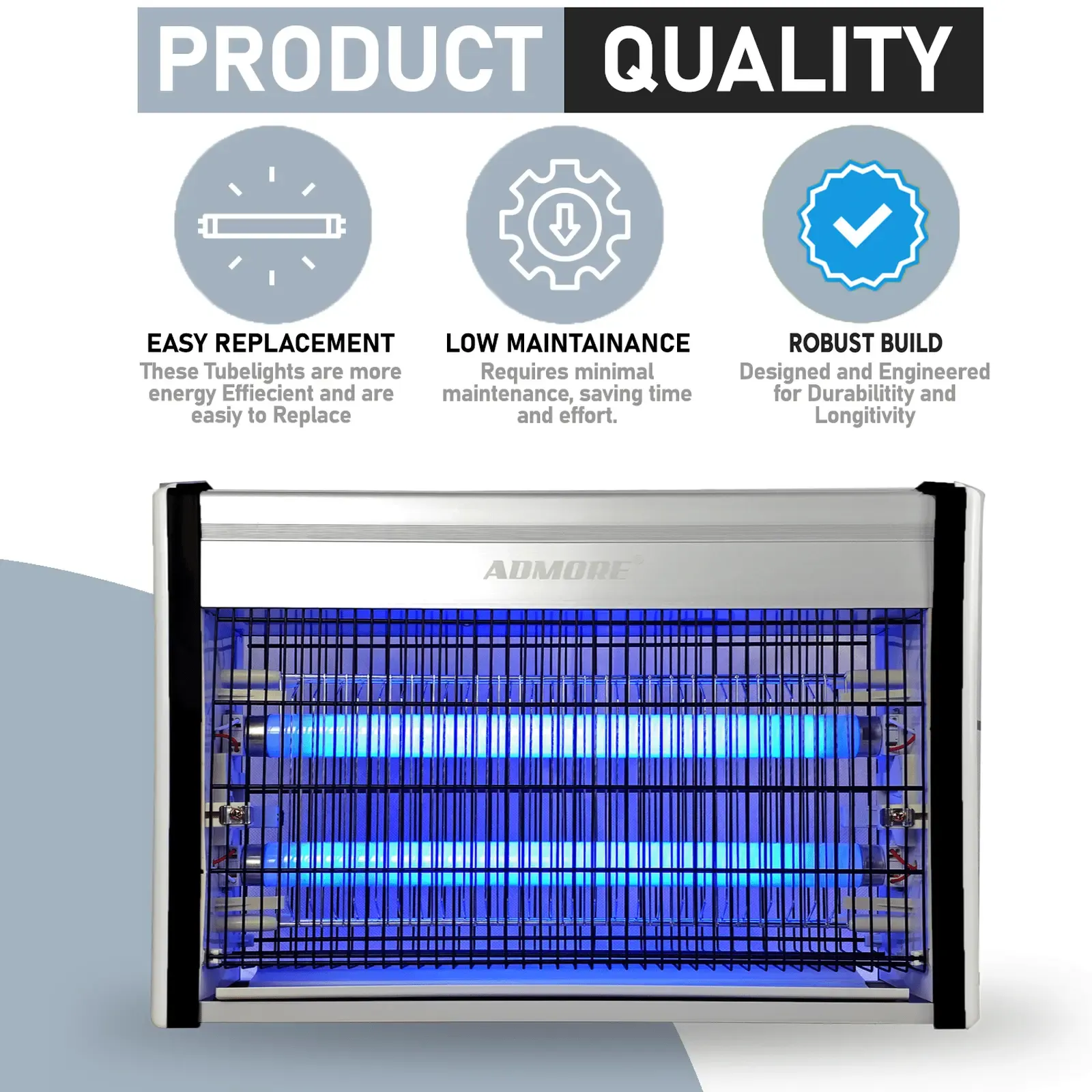 Admore 50cm Insect Killer A-IK50 – 30W UV Fly Zapper, Electric Mosquito Killer, Indoor Bug Control, Chemical-Free Pest Control 3