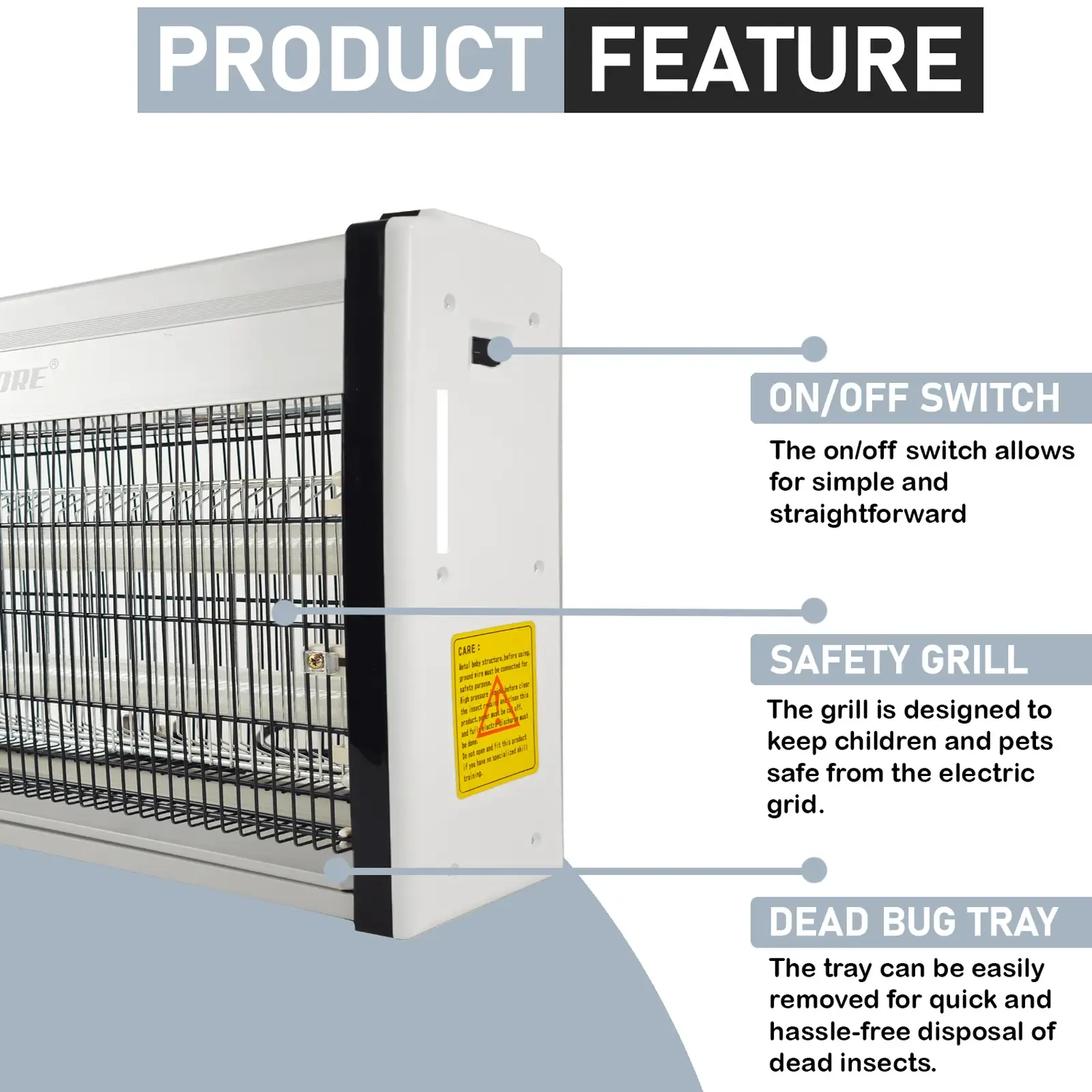 Admore 50cm Insect Killer A-IK50 – 30W UV Fly Zapper, Electric Mosquito Killer, Indoor Bug Control, Chemical-Free Pest Control 4