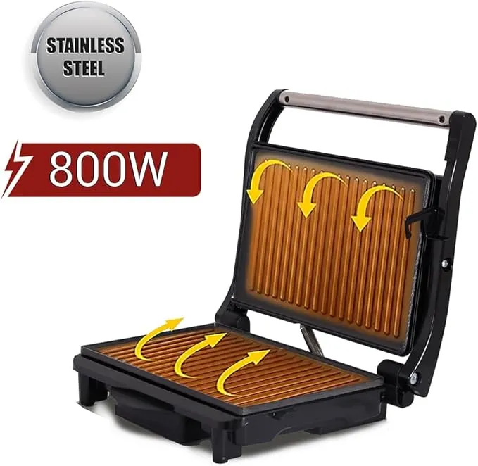 Afra 2 Slice Sandwich Maker AF-7520PMSS – 750W Non-Stick Grill & Panini Maker, Stainless Steel Body, Oil Tray, Adjustable Temperature Control 3