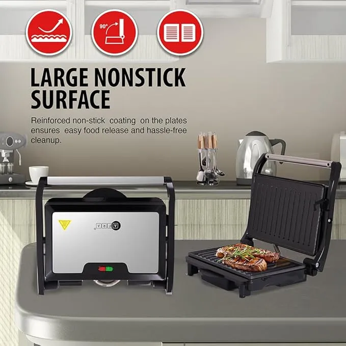Afra 2 Slice Sandwich Maker AF-7520PMSS – 750W Non-Stick Grill & Panini Maker, Stainless Steel Body, Oil Tray, Adjustable Temperature Control 4