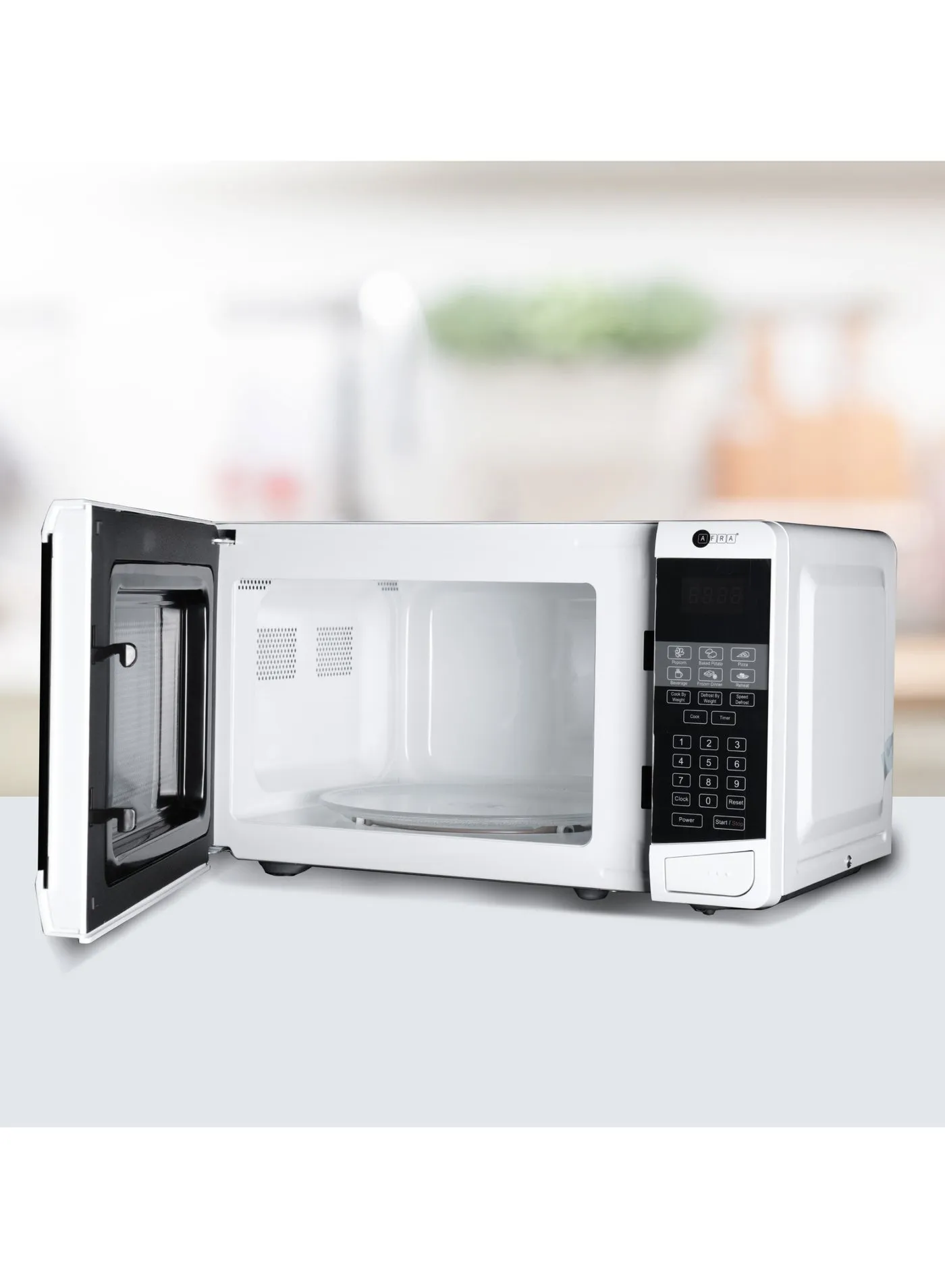 Afra Digital 20L 700W Microwave Oven AF-2070MWWT – White, Digital Control, Auto Cooking, Quick Defrost, Grill Function, Child Safety Lock