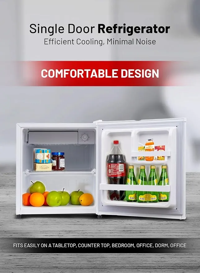 Afra Mini Bar Refrigerator 60L Single Door with Chilling Compartment, Compact Design, Mechanical Temperature Control, Reversible Door, Adjustable Legs, White – AF-4600SDWH 2