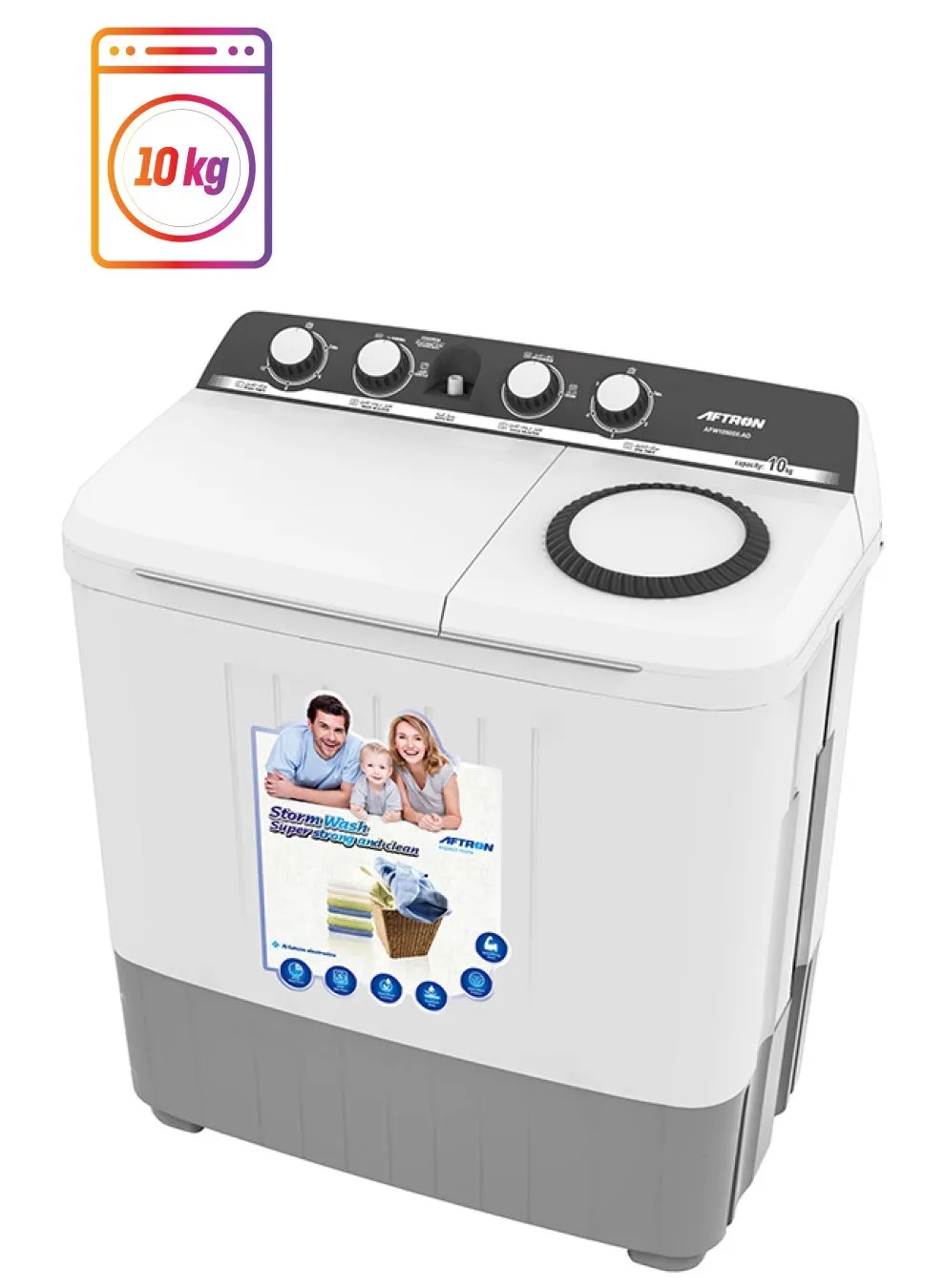 Aftron 10KG Twin Tub Washing Machine – AFW10500X
