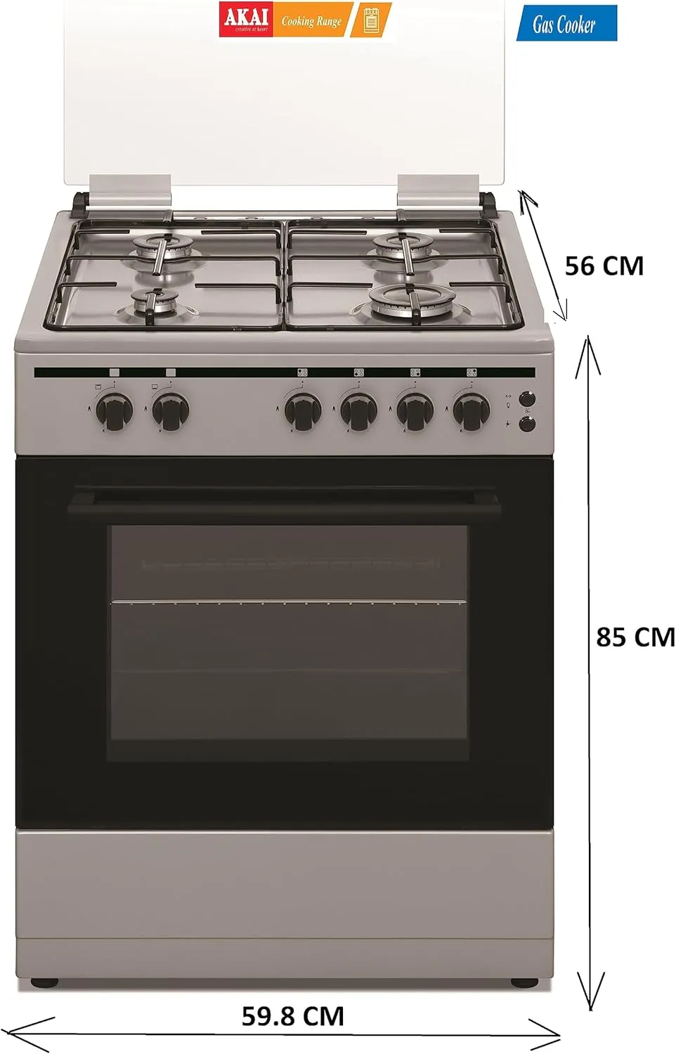 Akai 4 Burner Gas Cooker with Gas Oven CRMA-66SC (Silver)