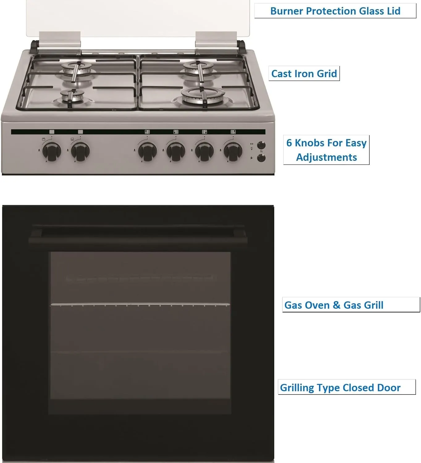 Akai 4 Burner Gas Cooker with Gas Oven CRMA-66SC (Silver) 3