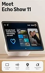 AMAZON ECHO SHOW 11 SMART DISPLAY WITH ALEXA GLACIER WHITE