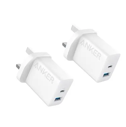 Anker 20W Dual Port USB Fast Wall Charger 2-Pack